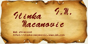 Ilinka Macanović vizit kartica